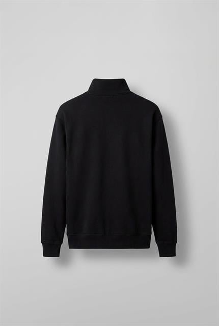 Erkek Rahat Kalıp Baskılı Yarım Fermuarlı Sweatshirt Siyah