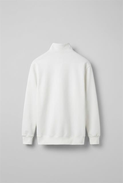 Erkek Rahat Kalıp Baskılı Yarım Fermuarlı Sweatshirt Ekru