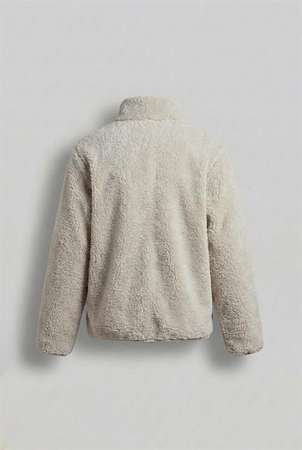 Erkek Rahat Kalıp Dik Yaka Fermuarlı Peluş Ceket Bej