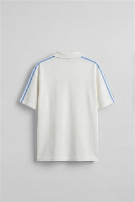 Erkek Regular Fit Arjantin Nakışlı Polo Yaka Forma T-Shirt Ekru
