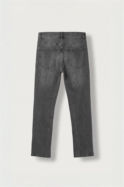 Erkek Regular Fit Basic Jean Pantolon Gri