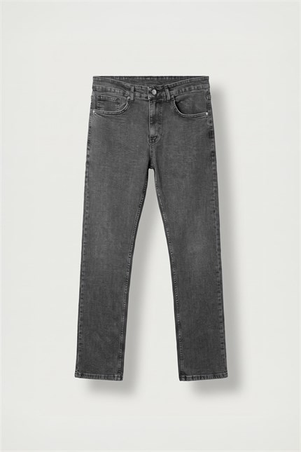 Erkek Regular Fit Basic Jean Pantolon Gri