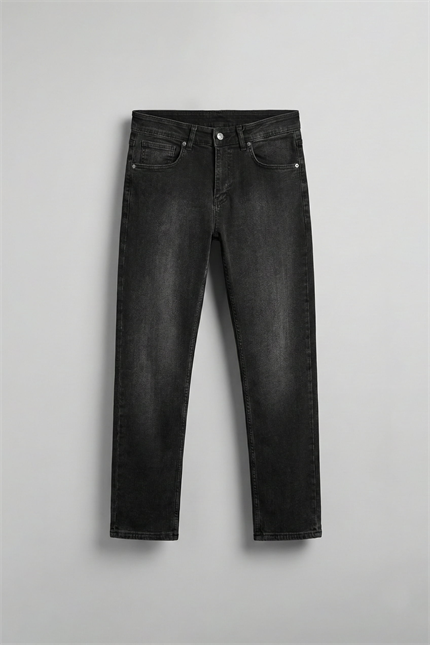 Erkek Regular Fit Basic Pamuklu Jean Pantolon Siyah