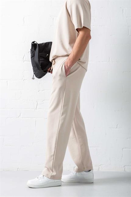 Erkek Regular Fit Beli Lastikli Rahat Eşofman Bej