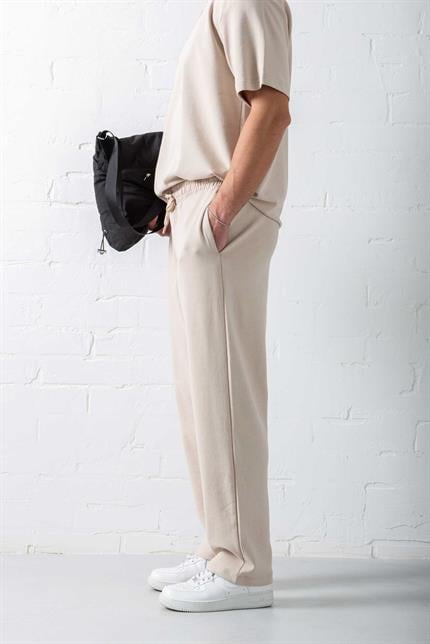 Erkek Regular Fit Beli Lastikli Rahat Eşofman Bej