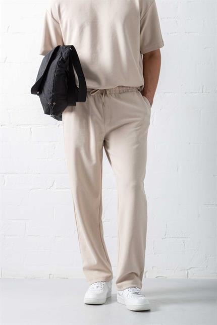 Erkek Regular Fit Beli Lastikli Rahat Eşofman Bej