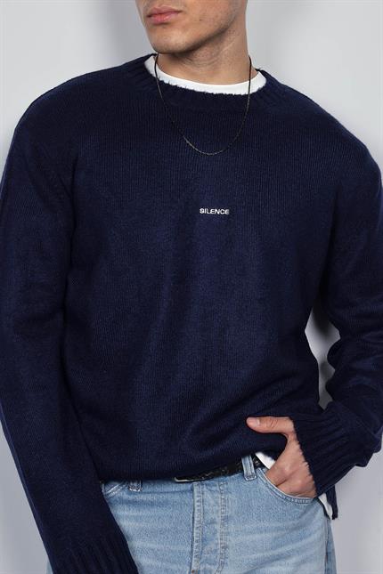 Erkek Regular Fit Bisiklet Yaka Kazak Lacivert