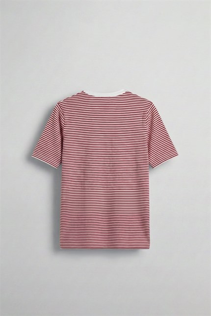 Erkek Regular Fit Çizgili Basic T-Shirt Kırmızı