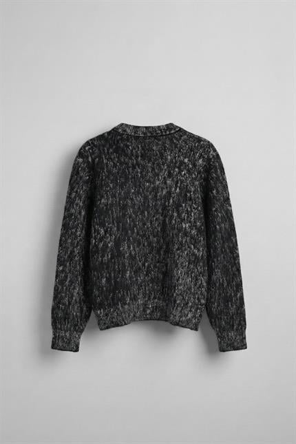 Erkek Regular Fit Desenli Triko Kazak Siyah