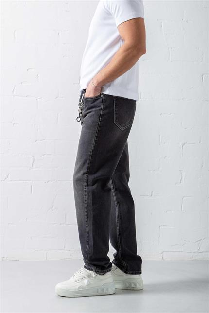 Erkek Regular Fit Dikiş Detaylı Jean Siyah