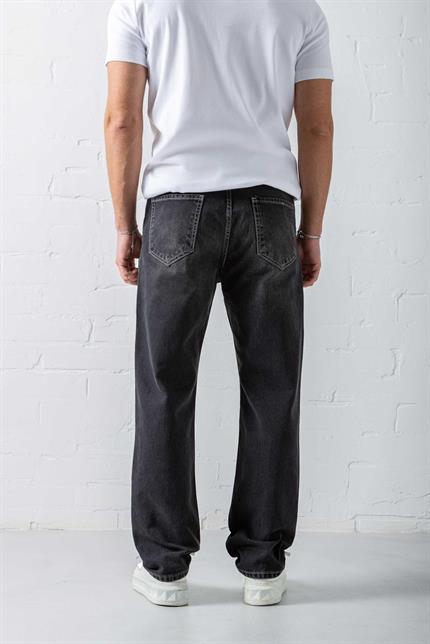 Erkek Regular Fit Dikiş Detaylı Jean Siyah