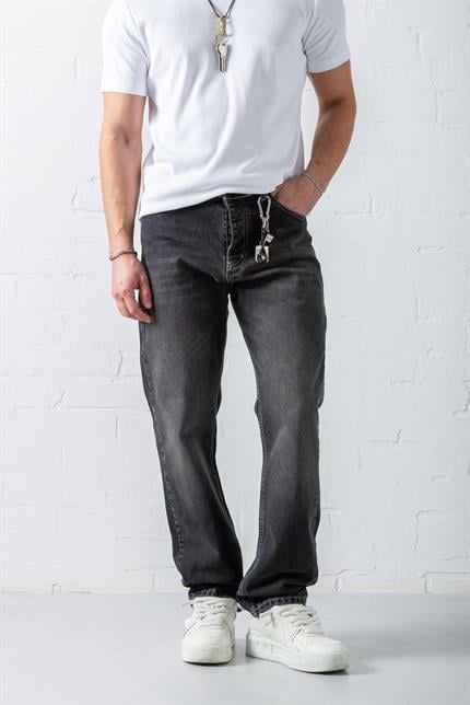 Erkek Regular Fit Dikiş Detaylı Jean Siyah