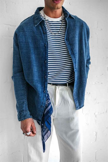 Erkek Regular Fit Dokulu Gömlek Lacivert