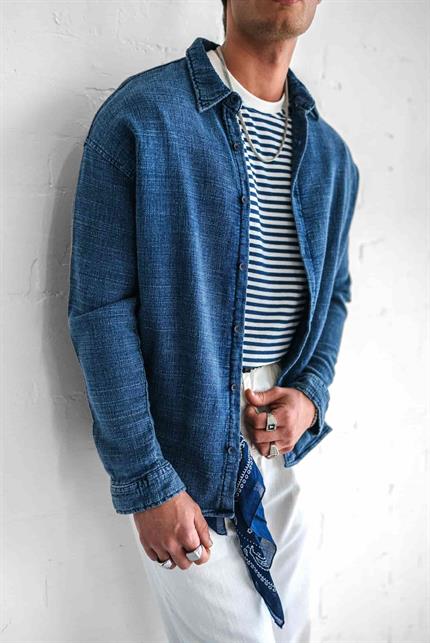 Erkek Regular Fit Dokulu Gömlek Lacivert