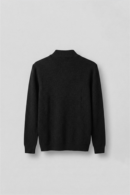 Erkek Regular Fit Fermuarlı Premium Kumaş Kazak Siyah