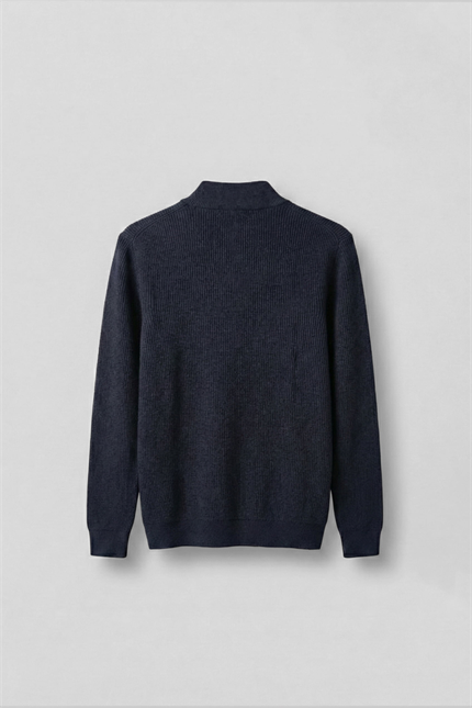 Erkek Regular Fit Fermuarlı Premium Kumaş Kazak Lacivert