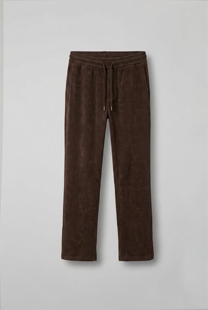 Erkek Regular Fit Fitilli Beli Lastikli Pantolon Kahverengi