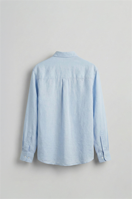 Erkek Regular Fit Keten Basic Uzun Kollu Gömlek Açık Mavi