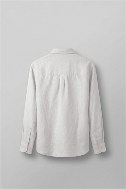 Erkek Regular Fit Keten Basic Uzun Kollu Gömlek Beyaz