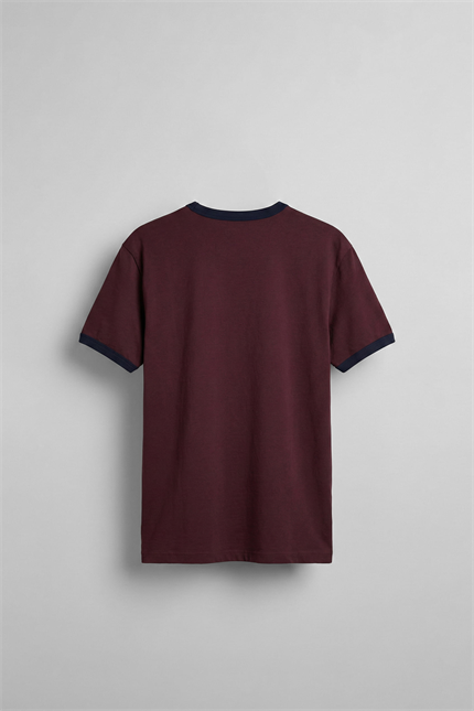 Erkek Regular Fit Kontrast Detaylı T-Shirt Bordo
