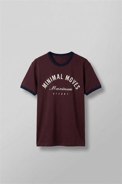 Erkek Regular Fit Kontrast Detaylı T-Shirt Bordo