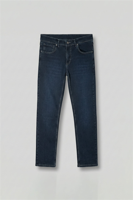 Erkek Regular Fit Kontrast Dikiş Detaylı Jean Pantolon Lacivert