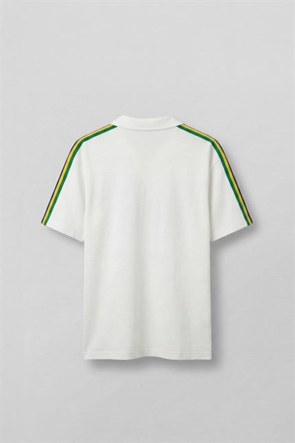 Erkek Regular Fit Nakış Detaylı Polo Yaka Forma T-Shirt Ekru