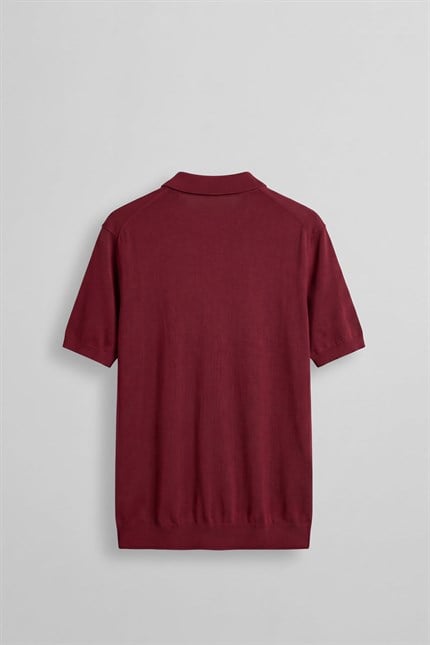 Erkek Regular Fit Örme Kumaş Basic Polo Yaka T-Shirt Kırmızı