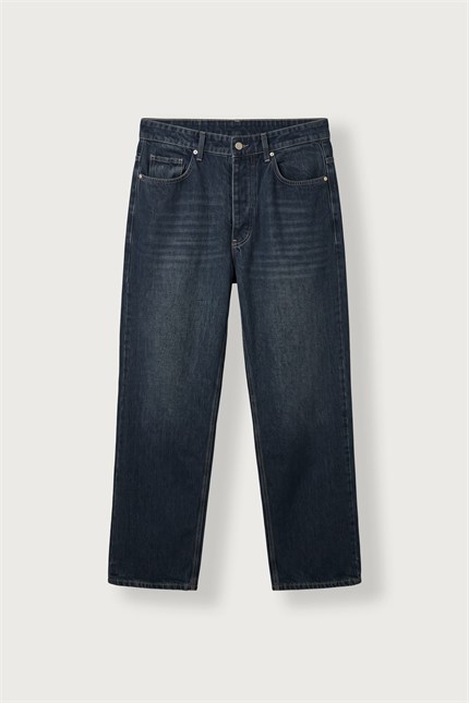 Erkek Regular Fit Vintage Yıkamalı Jean Pantolon Lacivert