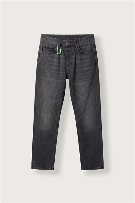 Erkek Regular Fit Yıkama Efektli Jean Pantolon Siyah