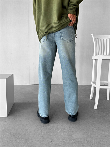 Erkek Regular Fit Yıkamalı Jean Pantolon Koyu Mavi