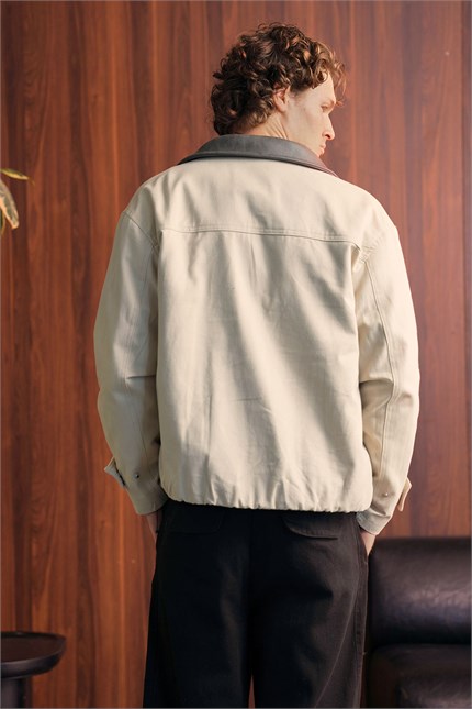 Erkek Relax Fit Gabardin Kumaş Ceket Bej