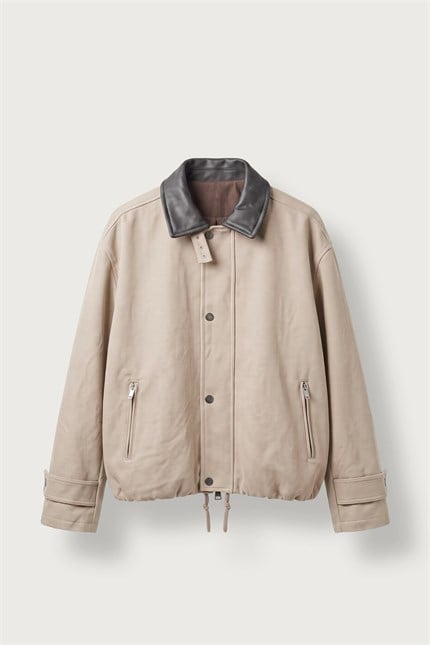 Erkek Relax Fit Gabardin Kumaş Ceket Bej