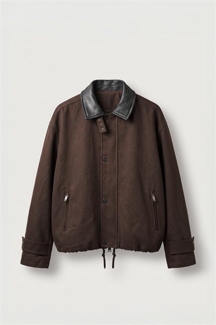 Erkek Relax Fit Gabardin Kumaş Ceket Kahverengi