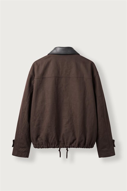 Erkek Relax Fit Gabardin Kumaş Ceket Kahverengi