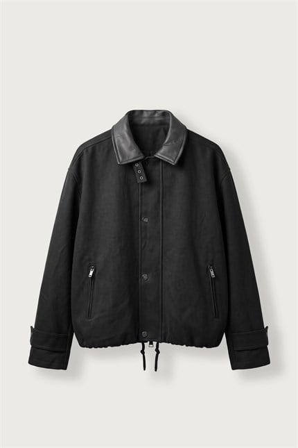 Erkek Relax Fit Gabardin Kumaş Ceket Siyah