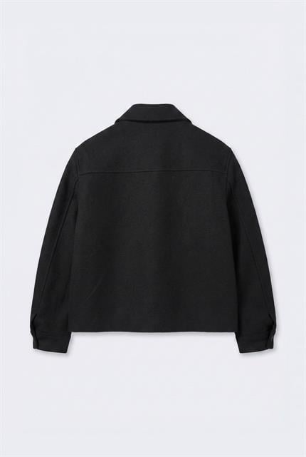 Erkek Relax Fit Kaşe Mont Siyah