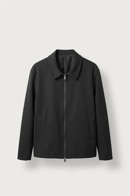 Erkek Relax Fit Premium Kalın Gabardin Ceket Siyah