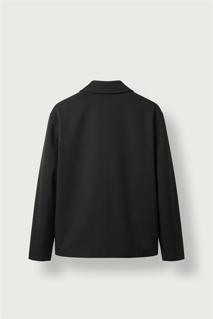 Erkek Relax Fit Premium Kalın Gabardin Ceket Siyah