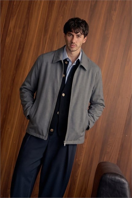 Erkek Relax Fit Premium Kalın Gabardin Ceket Antrasit