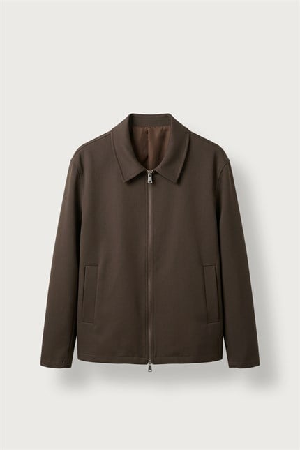 Erkek Relax Fit Premium Kalın Gabardin Ceket Kahverengi