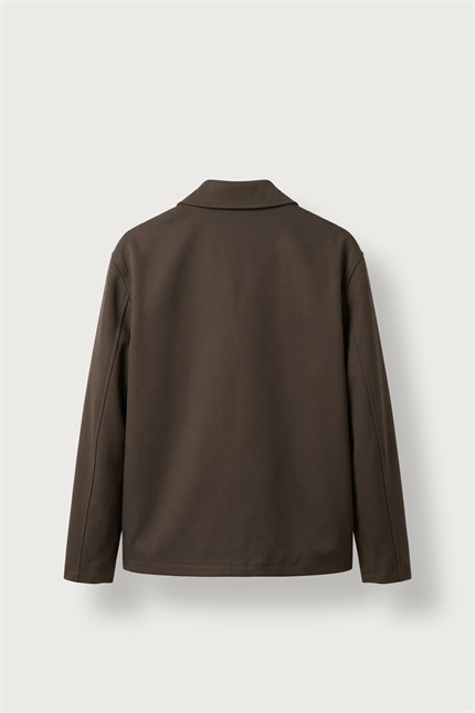 Erkek Relax Fit Premium Kalın Gabardin Ceket Kahverengi