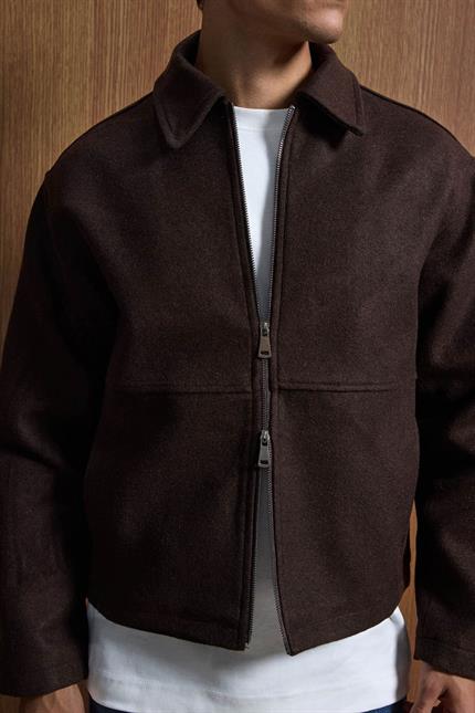 Erkek Relax Fit Premium Kaşe Ceket Kaban Kahverengi