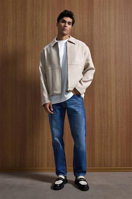 Erkek Relax Fit Premium Kaşe Ceket Kaban Bej