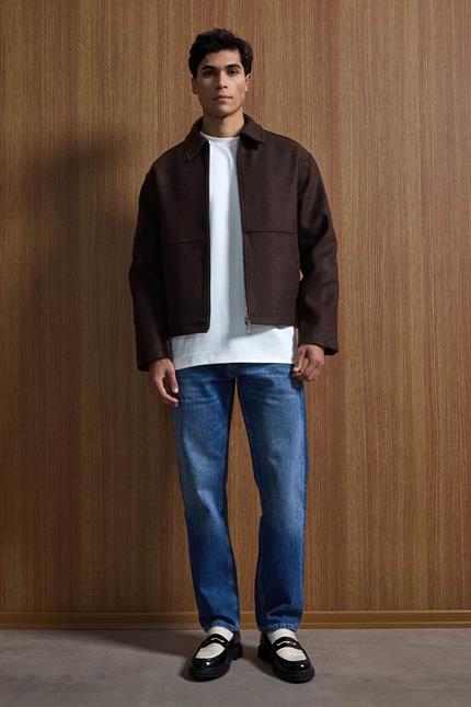 Erkek Relax Fit Premium Kaşe Ceket Kaban Kahverengi