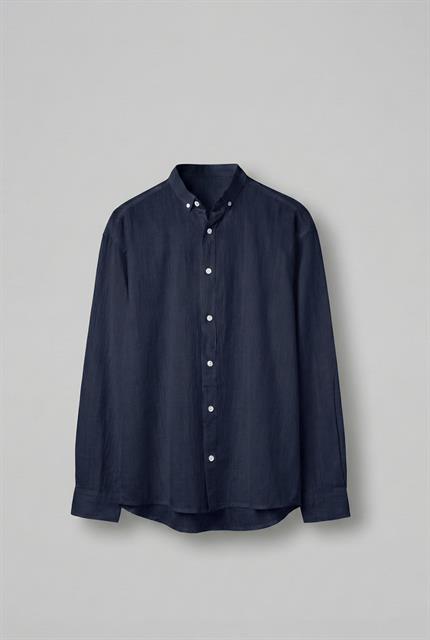 Erkek Relax Fit Rahat Kesim İnce Gömlek Lacivert