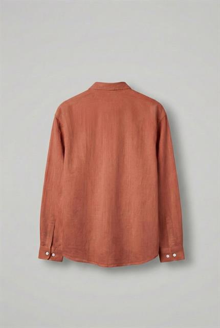 Erkek Relax Fit Rahat Kesim İnce Gömlek Kiremit