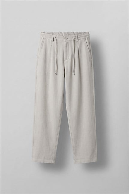 Erkek Relaxed Fit Bağcıklı Rahat Kalıp Pantolon Açık Gri