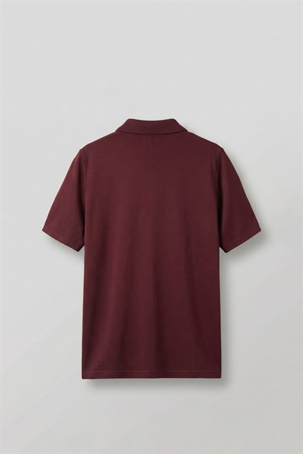 Erkek Relaxed Fit Basic Polo Yaka T-Shirt Bordo