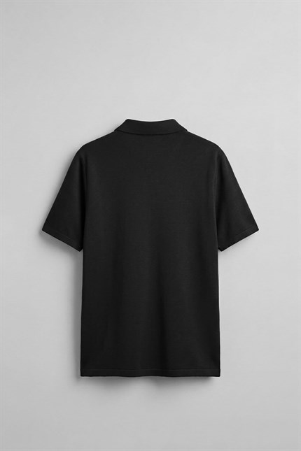 Erkek Relaxed Fit Basic Polo Yaka T-Shirt Siyah